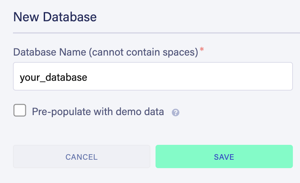 Screenshot showing how to create a new FaunaDB database